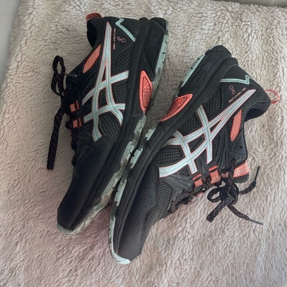 Asics Gel Venture 8 Trail Black pink blue Running Shoes - Picture 8 of 11